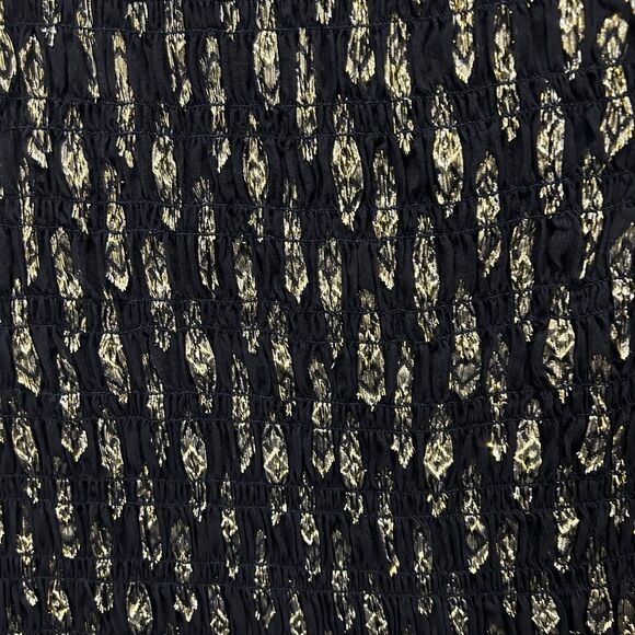 RARE NWT Loveshackfancy Navy and Gold Metallic Ikat Scarlett Silk Gown Dress - Picture 6 of 8